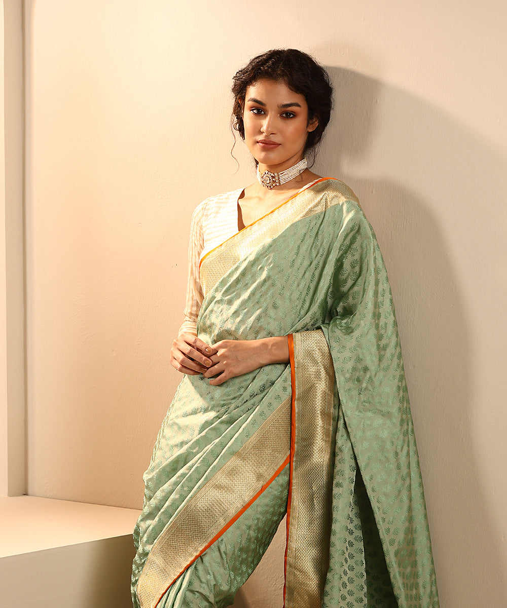 Sage_Green_Handloom_Pure_Mashroo_Silk_Tanchoi_Banarasi_Saree_With_Kadhwa_Zari_Border_WeaverStory_01