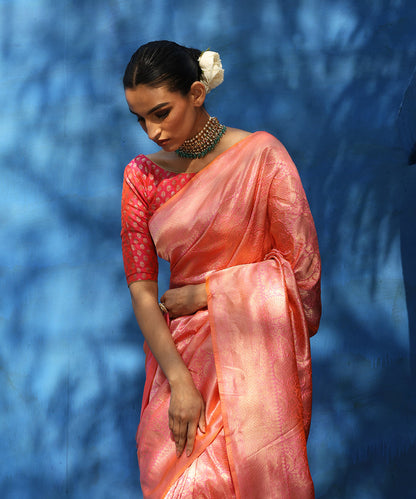 Pink_Handloom_Pure_Katan_Silk_Kimkhab_Banarasi_Saree_With_Antique_Zari_WeaverStory_01