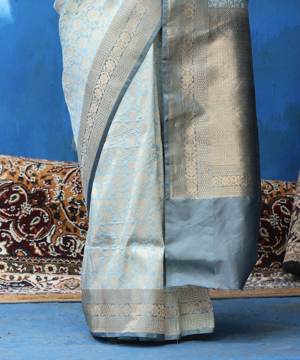 Handloom_Pigeon_Blue_Pure_Katan_Silk_Kimkhab_Saree_With_Dark_Blue_Border_WeaverStory_04