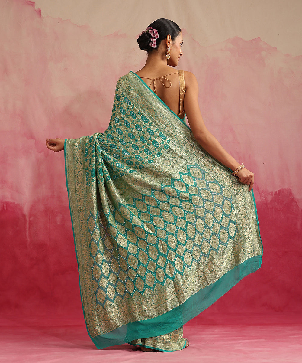 Aqua_Handloom_Pure_Georgette_Banarasi_Bandhej_Saree_With_Cutwork_Weave_WeaverStory_03