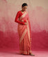 Handloom_Orange_And_Red_Ombre_Dyed_Pure_Georgette_Banarasi_Bandhej_Saree_WeaverStory_02