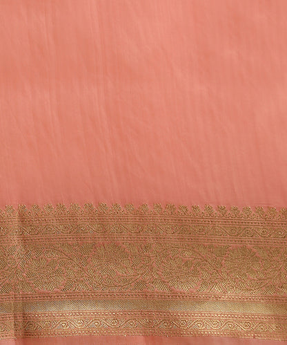 Peach_Handloom_Pure_Organza_Silk_Banarasi_Saree_With_Gold_Zari_Border_And_Kadhwa_Boota_WeaverStory_06