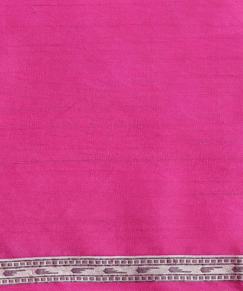 Magenta_Handloom_Pure_Tusser_Georgette_Banarasi_Saree_With_Multicolour_Floral_Border_And_Bootis_WeaverStory_06