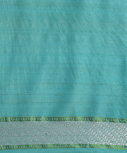 Blue_Handloom_Pure_Tusser_Georgette_Banarasi_Saree_With_Multicolour_Floral_Border_WeaverStory_06