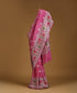 Handloom_Pink_Pure_Tusser_Georgette_Banarasi_Saree_With_Multicolour_Floral_Border_WeaverStory_01