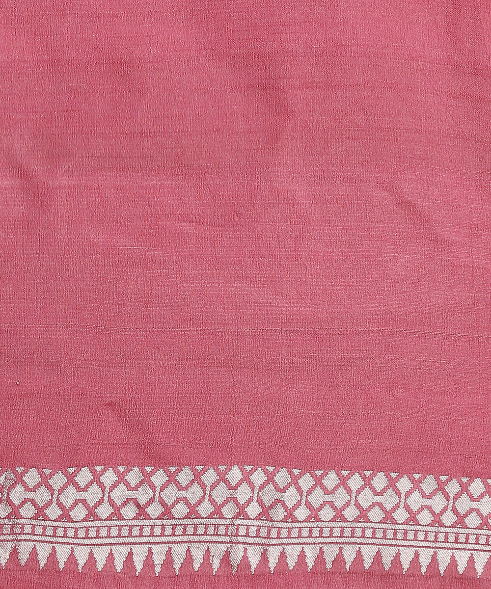 Pink_Handloom_Pure_Tusser_Georgette_Banarasi_Saree_With_All_Over_Booti_WeaverStory_06