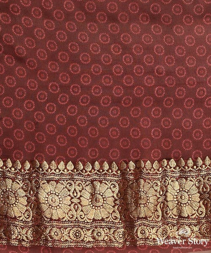 Wine_Handloom_Pure_Georgette_Banarasi_Saree_With_Ajrakh_Print_WeaverStory_05