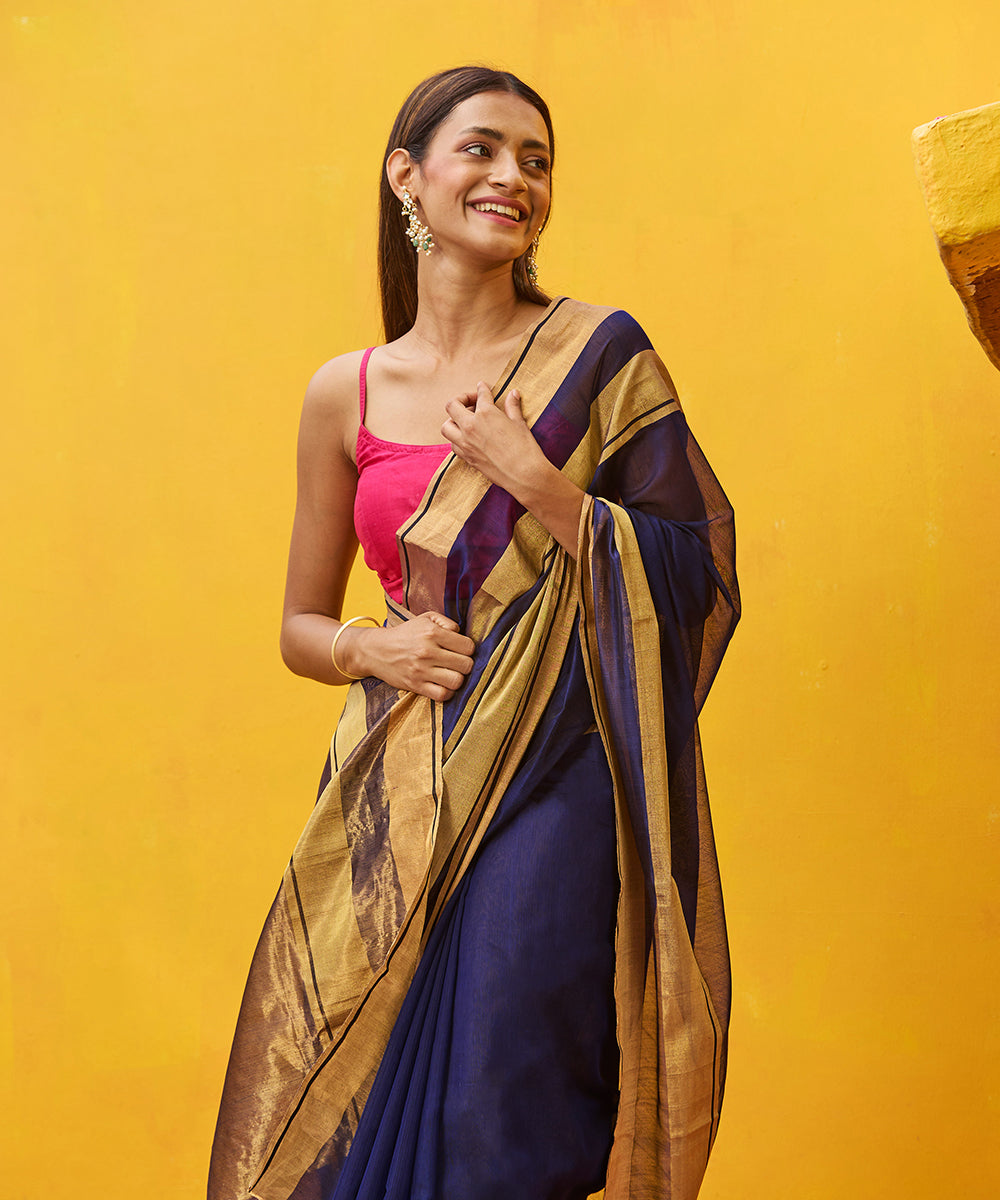 Ink_Blue_Handloom_Pure_Cotton_Silk_Chanderi_Saree_With_Gold_And_Antique_Zari_WeaverStory_01