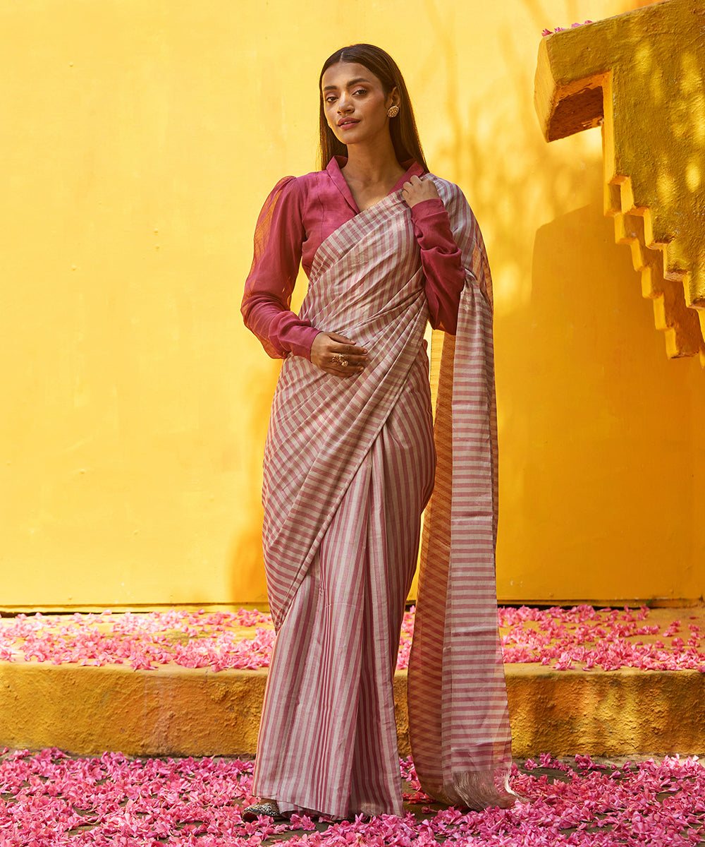 Handloom_Pink_And_Silver_Striped_Pure_Tissue_Chanderi_Saree_WeaverStory_02