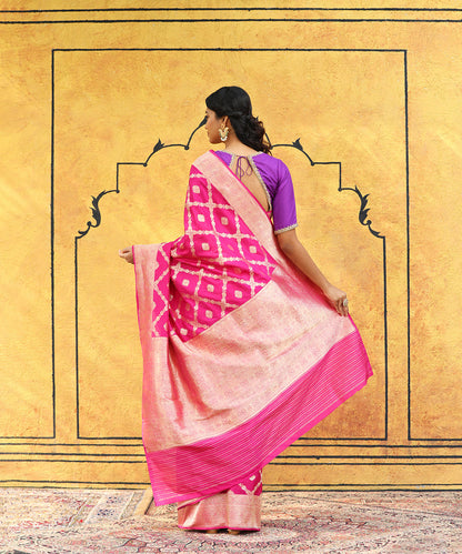 Pink_Handloom_Pure_Katan_Silk_Banarasi_Saree_With_Kadhwa_Jaal_WeaverStory_03