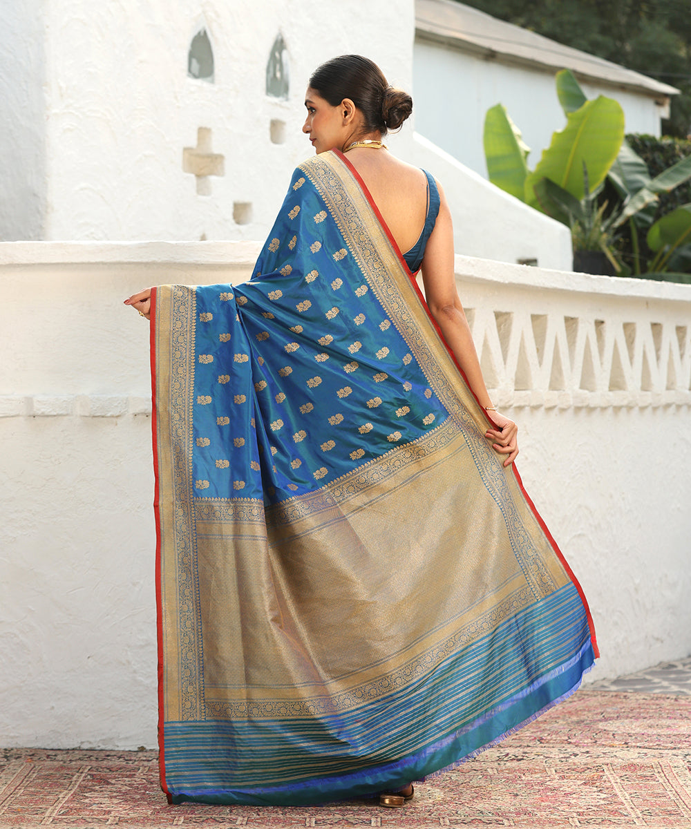 Peacock_Blue_Handloom_Pure_Katan_Silk_Banarasi_Saree_With_Zari_Booti_WeaverStory_03