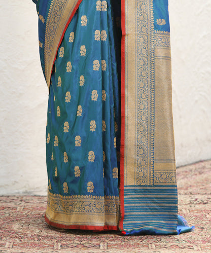 Peacock_Blue_Handloom_Pure_Katan_Silk_Banarasi_Saree_With_Zari_Booti_WeaverStory_04