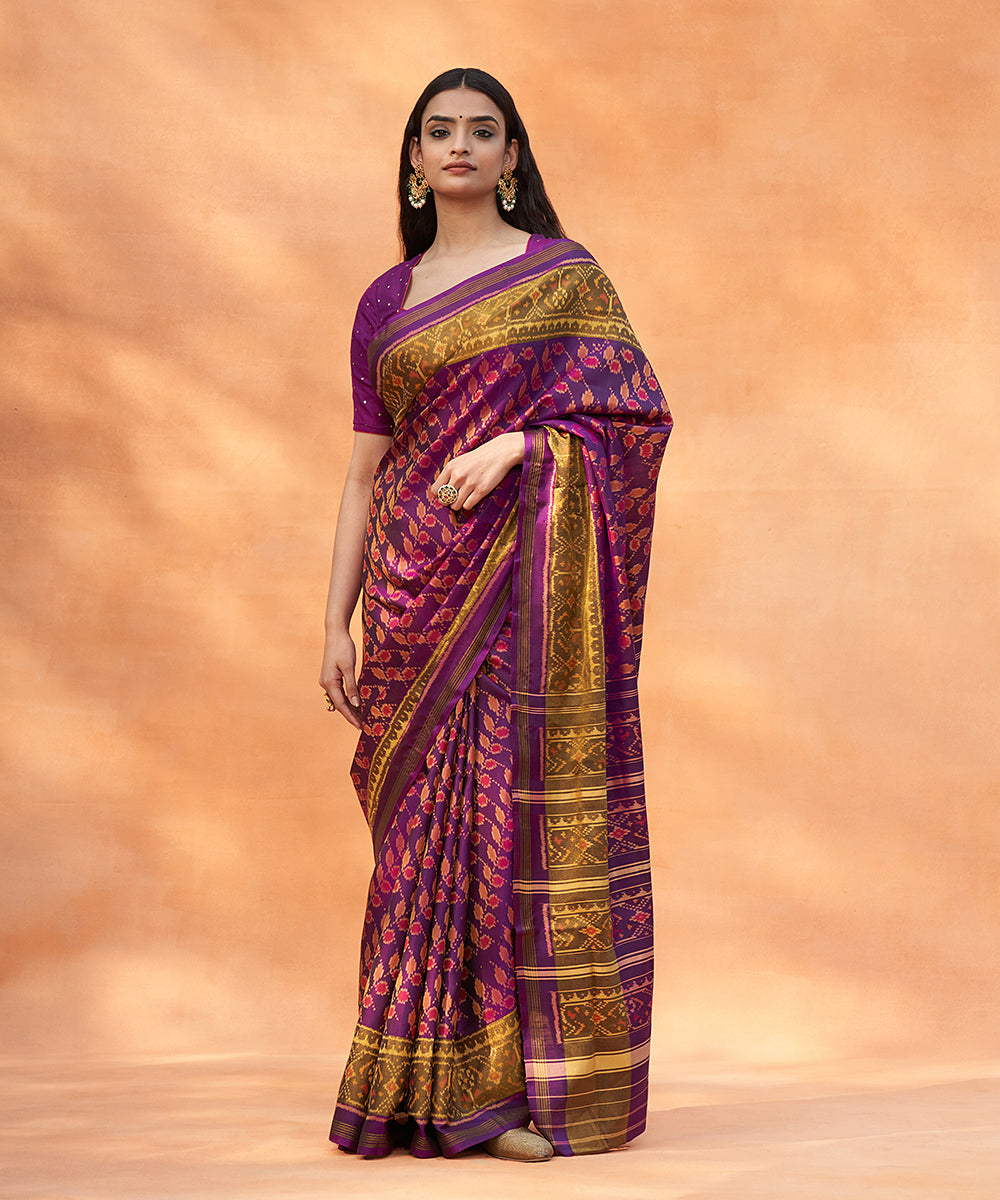 Handloom_Purple_Pure_Mulberry_Silk_Ikat_Patola_Saree_With_Tissue_Border_WeaverStory_02