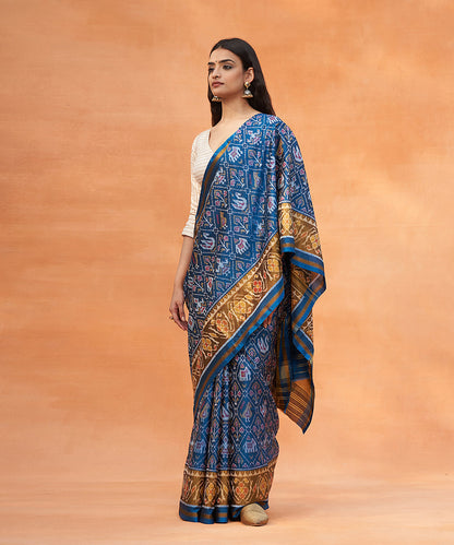 Teal_Blue_Handloom_Pure_Mulberry_Silk_Ikat_Patola_Saree_With_Tissue_Border_WeaverStory_02