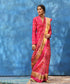 Majenta_Handloom_Pink_Pure_Mulberry_Silk_Ikat_Patola_Saree_With_Zari_Border_WeaverStory_01