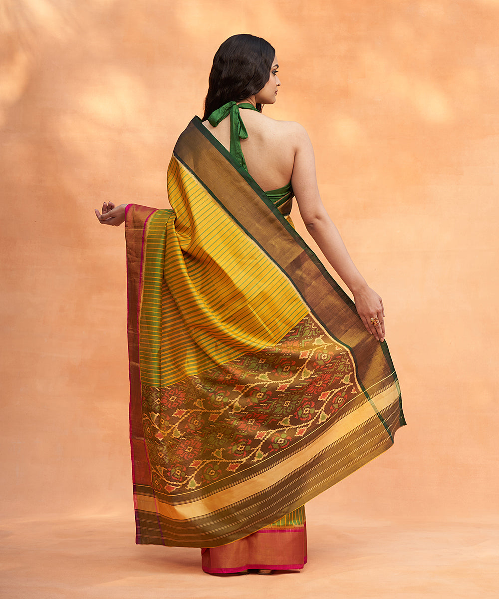 Handloom_Yellow_And_Green_Pure_Mulberry_Silk_Ikat_Patola_Saree_With_Zari_Border_WeaverStory_03