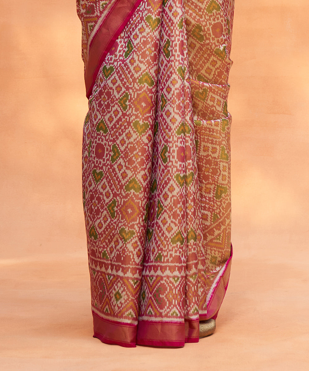 Pink_Handloom_Pure_Mulberry_Tissue_Ikat_Patola_Saree_WeaverStory_04