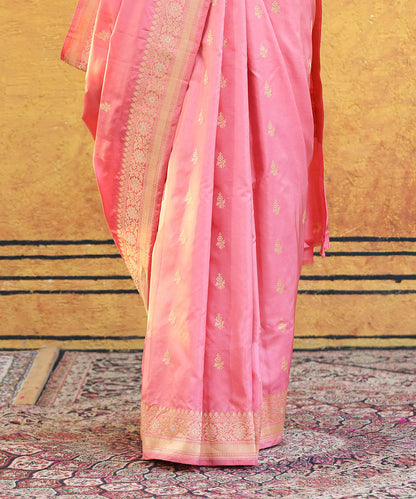 Rose_Pink_Handloom_Pure_Katan_Silk_Banarasi_Saree_With_Kadhwa_Booti_And_Floral_Meenakari_Border_WeaverStory_04