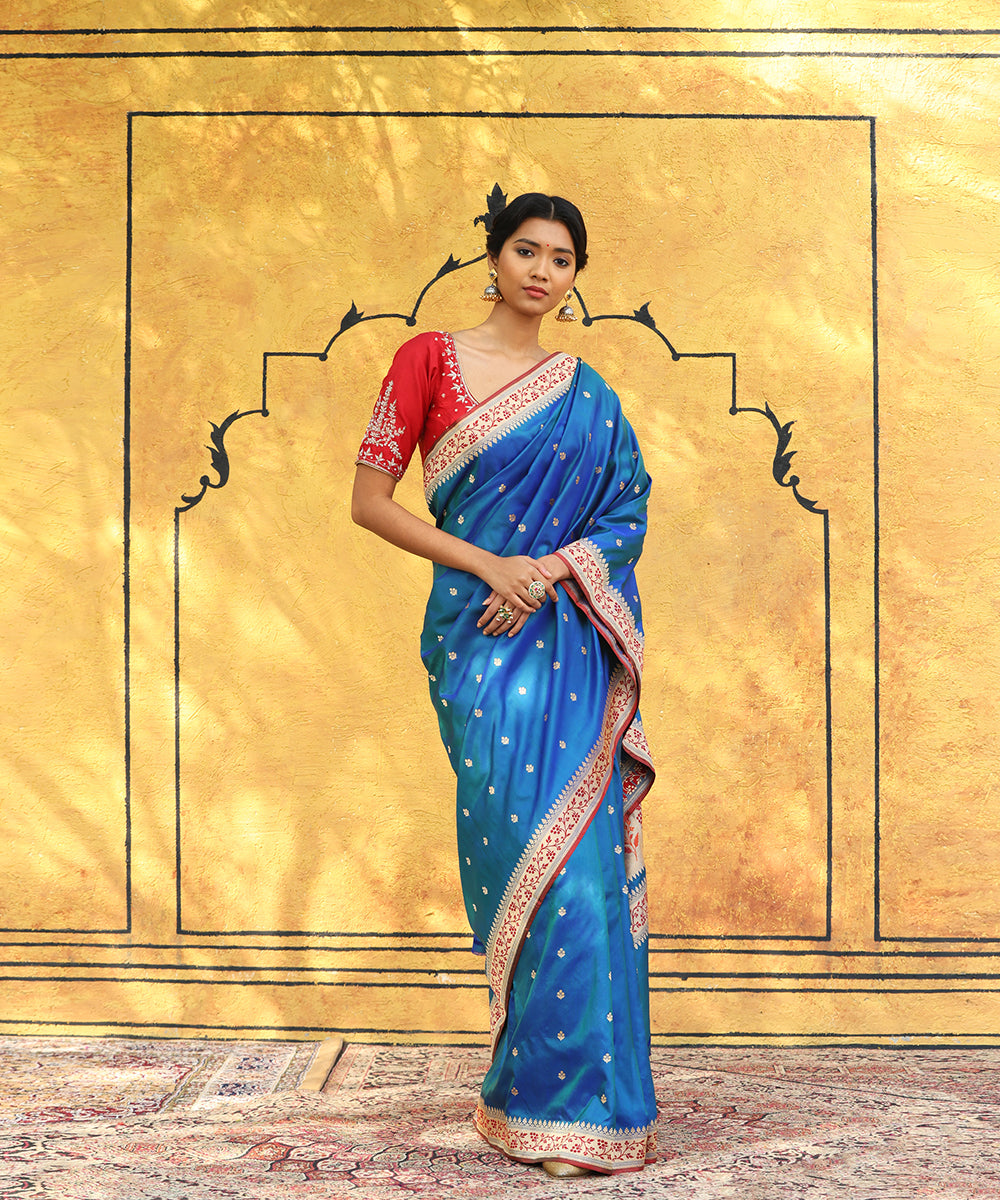 Peacock_Blue_Handloom_Pure_Katan_Silk_Banarasi_Saree_With_Meenakari_Border_And_Palla_WeaverStory_02