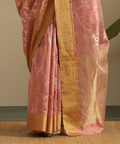 Handloom_Rose_Pink_Pure_Chanderi_Silk_Saree_With_Floral_Jaal_In_Gold_And_Silver_Zari_WeaverStory_05