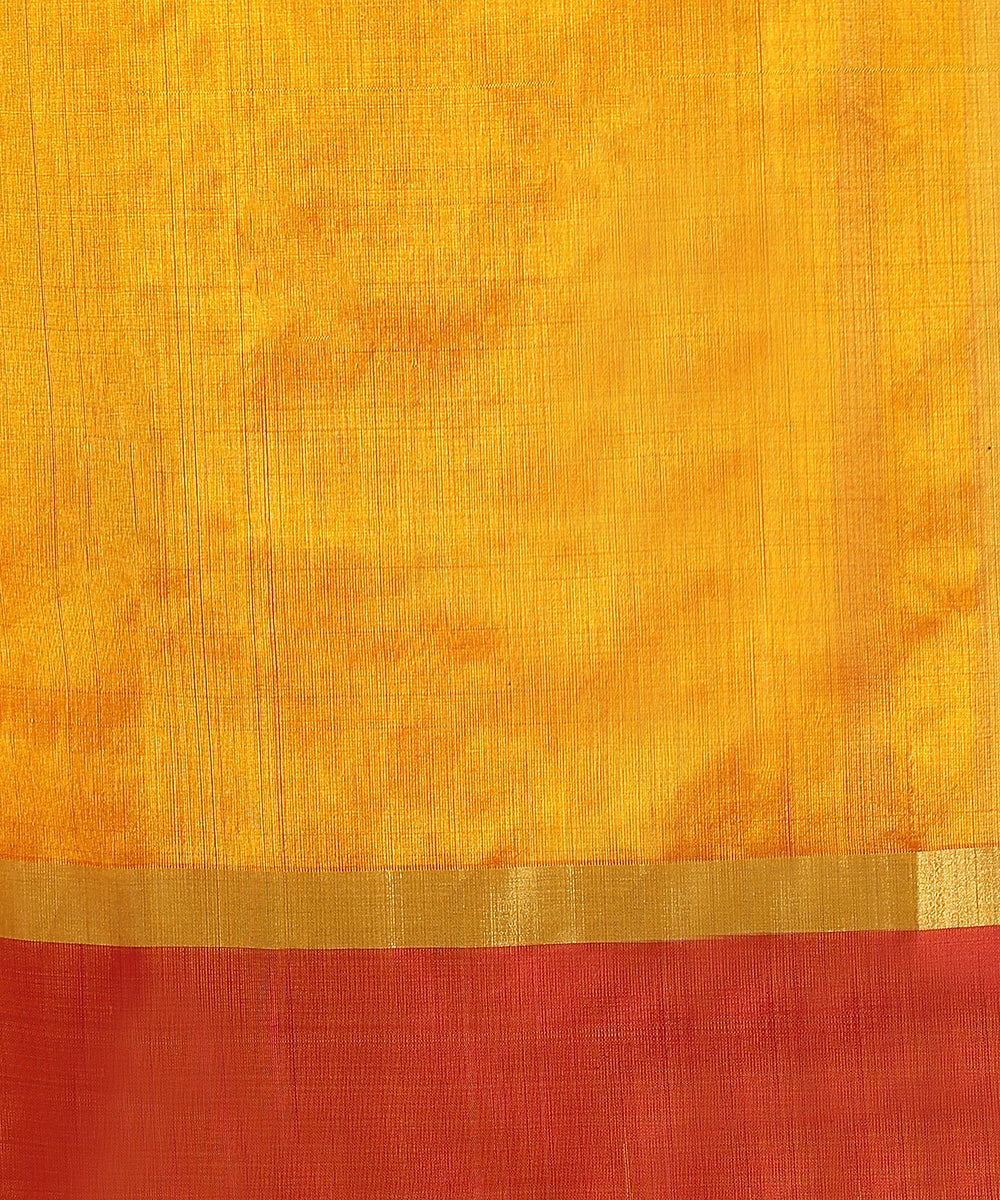 Mango_Yellow_Handloom_Pure_Silk_Chanderi_Saree_With_Zari_Boota_And_Pink_Border_WeaverStory_06