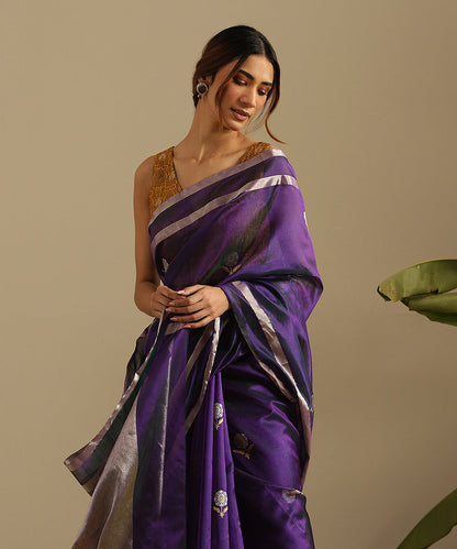 Handloom_Purple_Pure_Silk_Chanderi_Saree_With_Gold_And_Silver_Zari_Floral_Motifs_WeaverStory_01