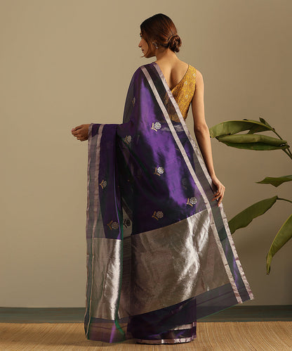 Handloom_Purple_Pure_Silk_Chanderi_Saree_With_Gold_And_Silver_Zari_Floral_Motifs_WeaverStory_03