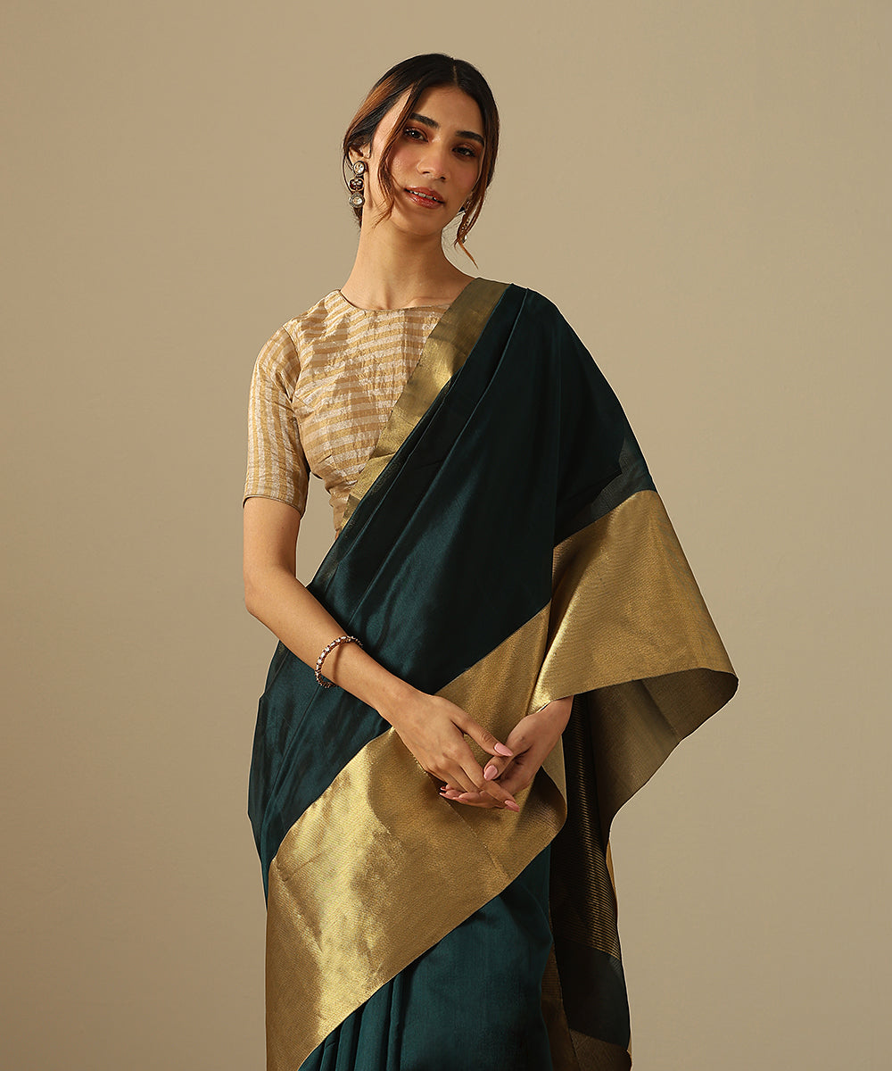 Black_Handloom_Pure_Chanderi_Silk_Saree_With_Broad_Zari_Border_WeaverStory_01