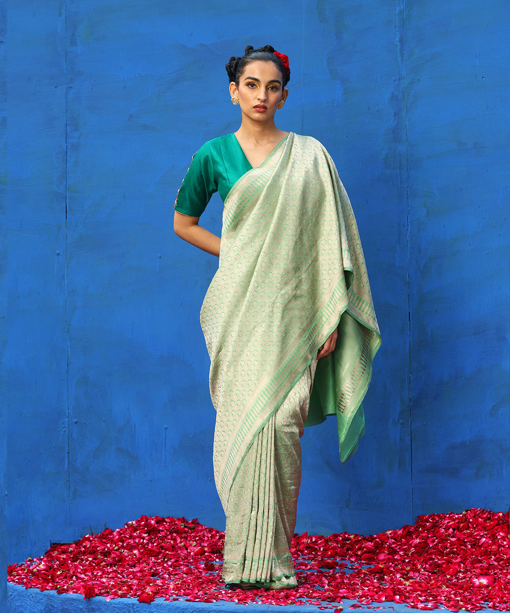 Handloom Banarasi Silk Turquoise Blue Zari Saree Online Shopping India –  Sunasa