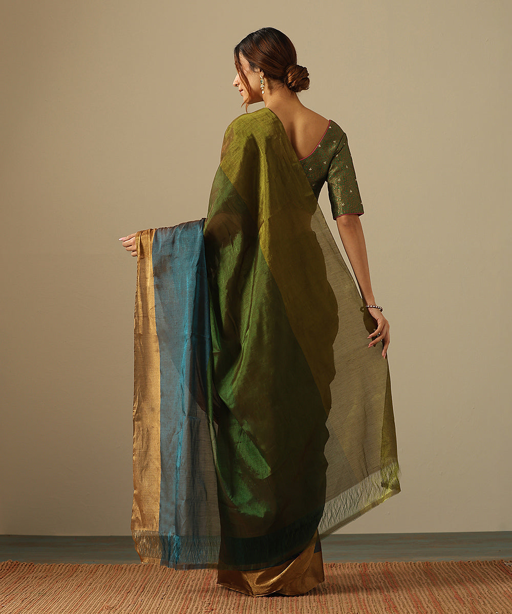 Blue_And_Green_Morpankh_Handloom_Pure_Tissue_Chanderi_Saree_WeaverStory_03