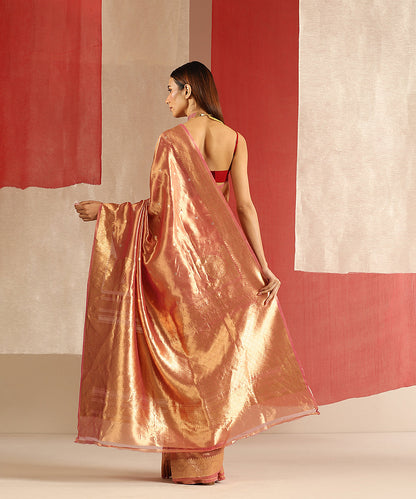 Pink_And_Gold_Handloom_Pure_Tissue_Silk_Banarasi_Saree_With_Kadhwa_Boota_WeaverStory_03