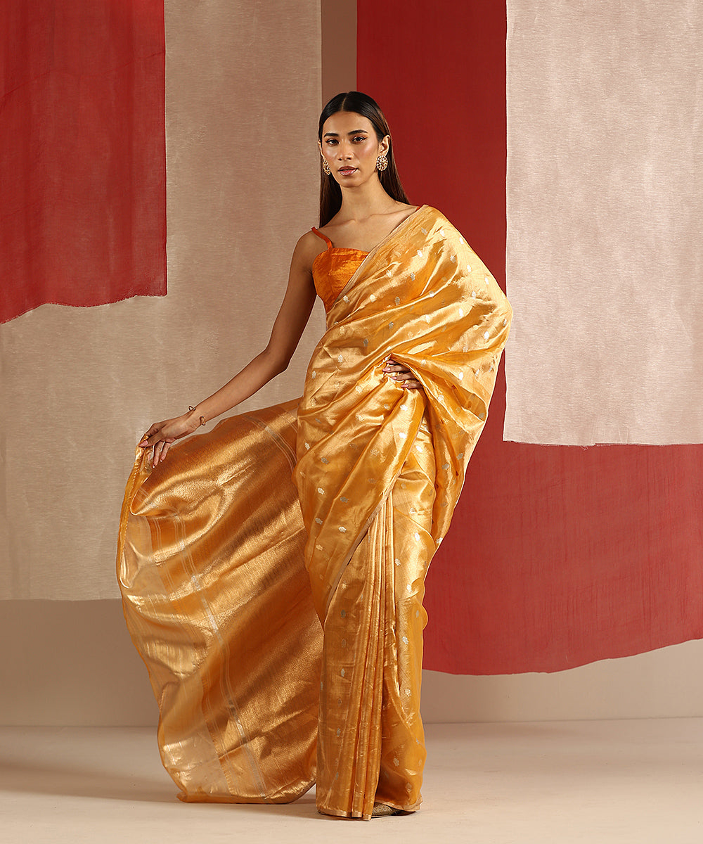 Handloom_Mustard_And_Gold_Pure_Tissue_Silk_Banarasi_Saree_With_Kadhwa_Boota_WeaverStory_02