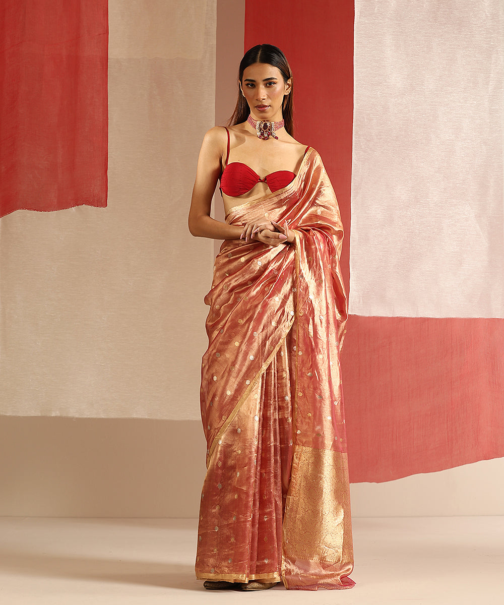 Handloom_Pink_And_Gold_Pure_Tissue_Silk_Banarasi_Saree_With_Kadhwa_Boota_WeaverStory_02