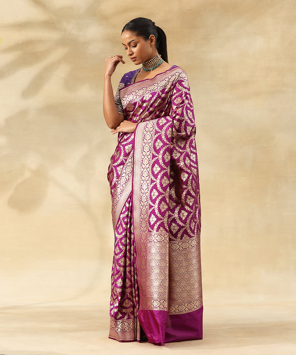 Purple_Pure_Katan_Silk_Handloom_Banarasi_Saree_With_All_Over_Zari_Jaal_In_Cutwork_Weave_WeaverStory_02