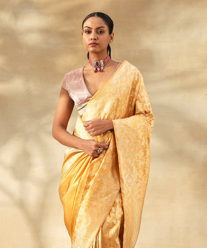 Butterscotch_Cream_Handloom_Pure_Katan_Silk_Banarasi_Saree_With_Zari_Jaal_WeaverStory_01