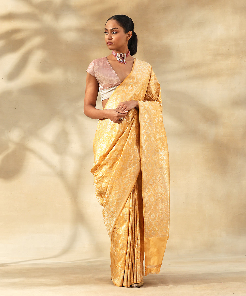 Butterscotch_Cream_Handloom_Pure_Katan_Silk_Banarasi_Saree_With_Zari_Jaal_WeaverStory_02