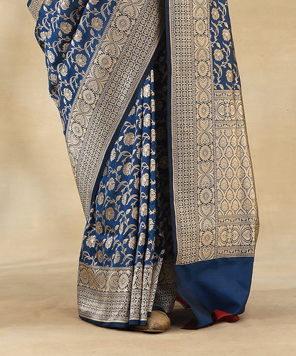 Deep_Blue_Handloom_Pure_Katan_Silk_Banarasi_Saree_With_Zari_Jaal_And_Flowers_WeaverStory_04