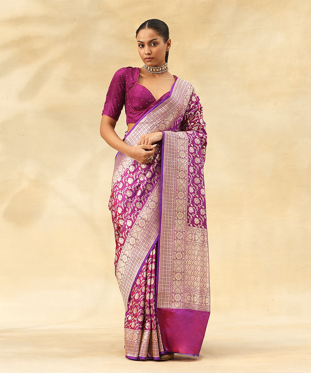 Handloom_Purple_Pure_Katan_Silk_Banarasi_Saree_With_Zari_Jaal_And_Flowers_WeaverStory_02