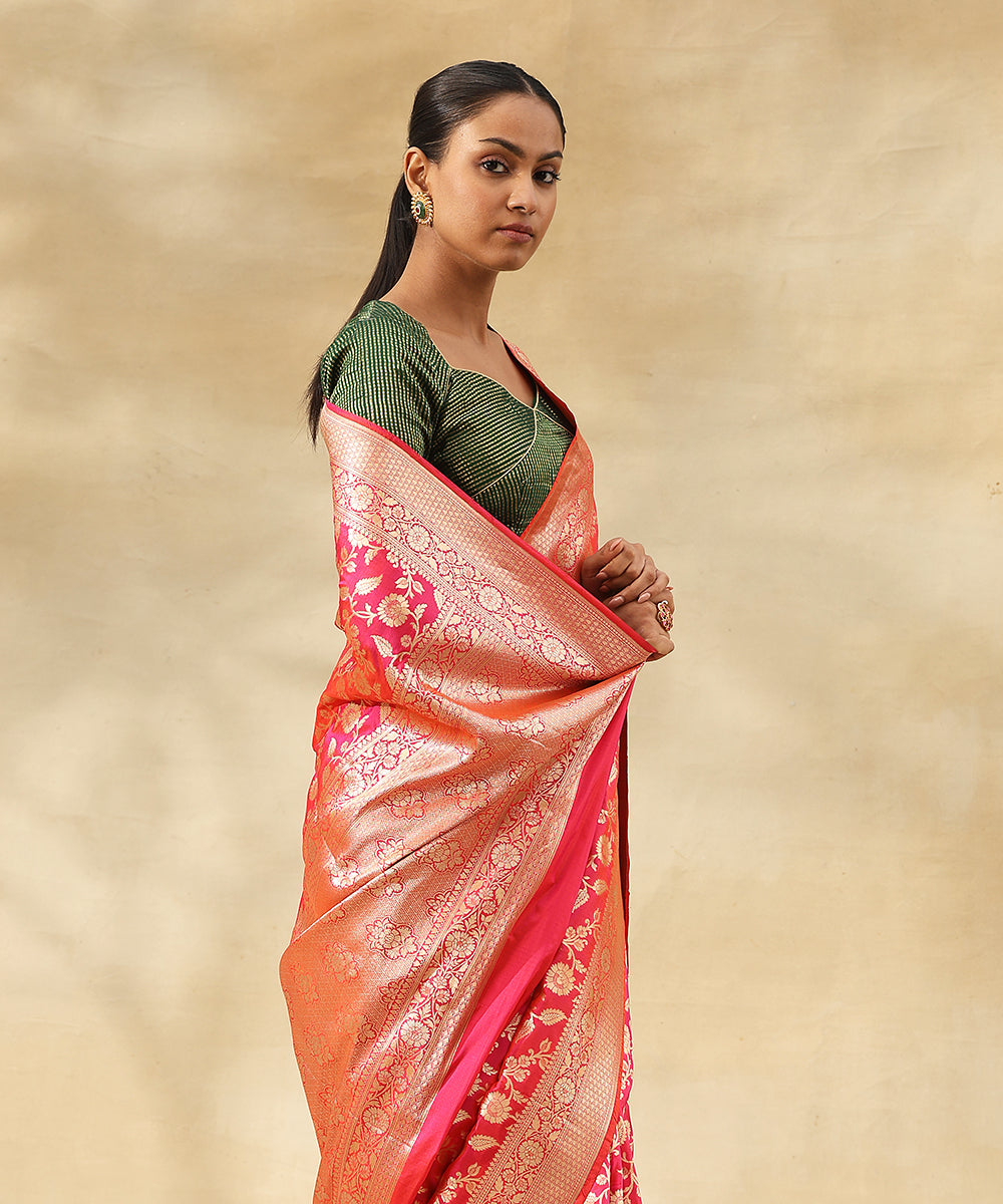 Pink_Dual_Tone_Handloom_Pure_Katan_Silk_Banarasi_Saree_With_Zari_Jaal_And_Flowers_WeaverStory_02