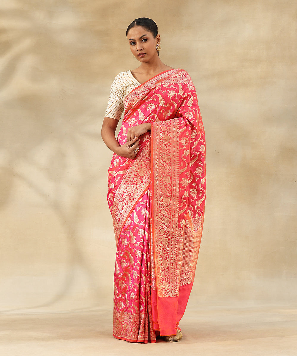 Light_Pink_Pure_Katan_Silk_Handloom_Banarasi_Saree_With_Zari_Jaal_With_Flowers_WeaverStory_02