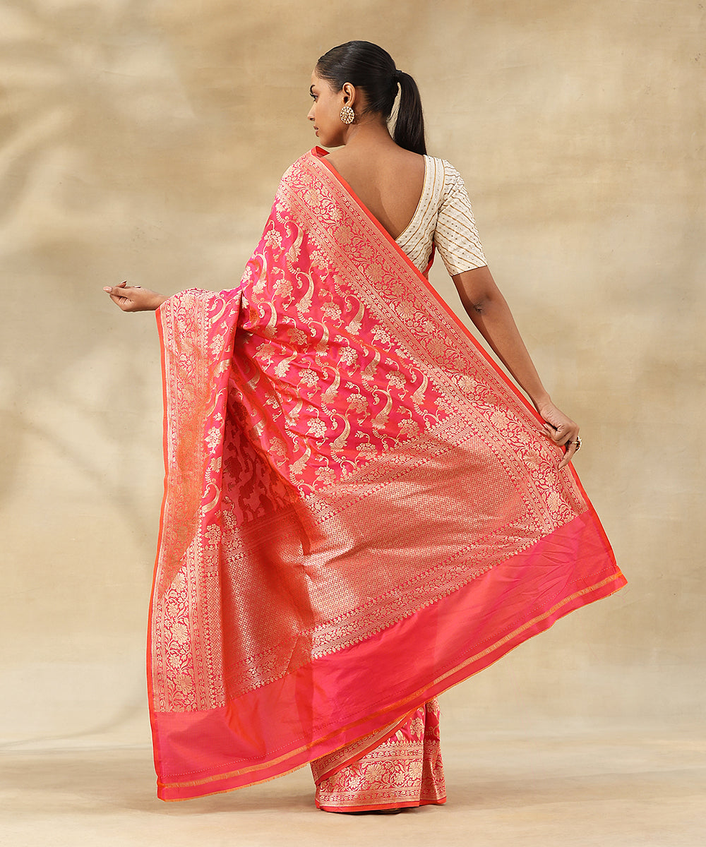 Light_Pink_Pure_Katan_Silk_Handloom_Banarasi_Saree_With_Zari_Jaal_With_Flowers_WeaverStory_03