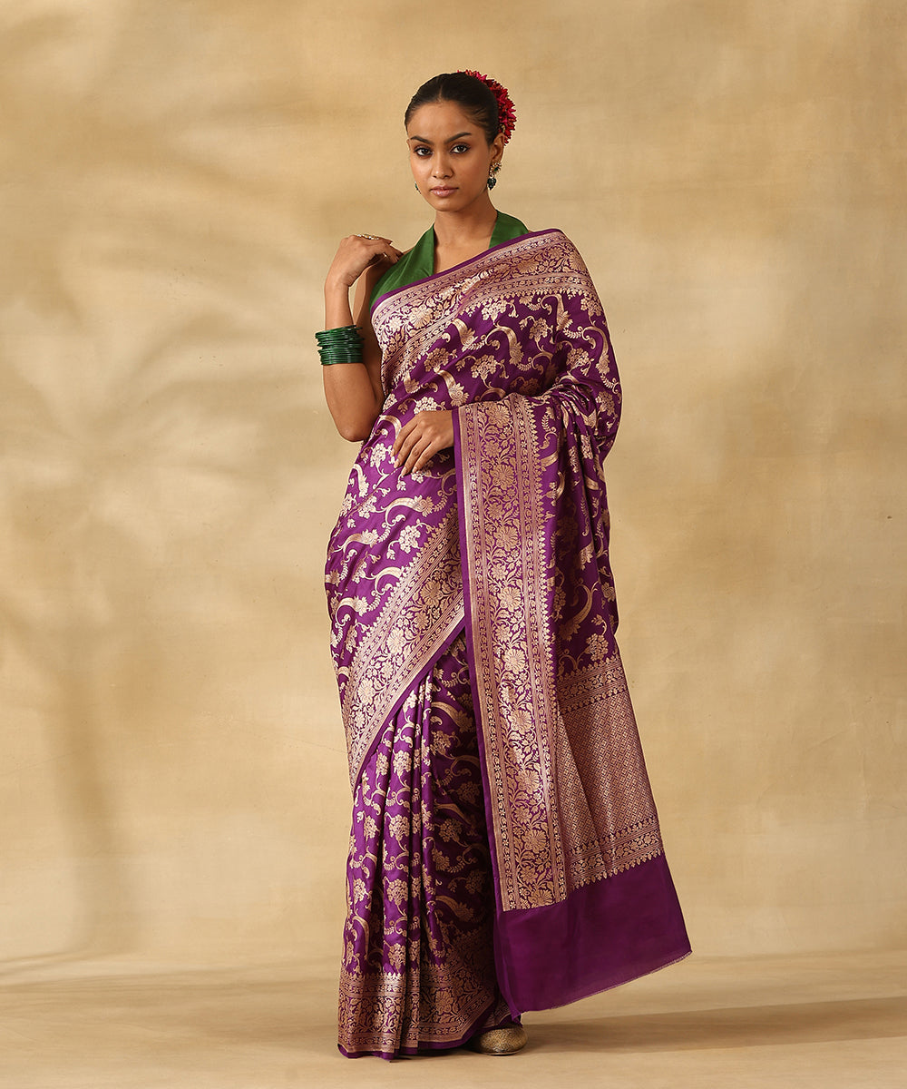 Purple_Handloom_Pure_Katan_Silk_Banarasi_Saree_With_Zari_Jaal_And_Flowers_WeaverStory_01