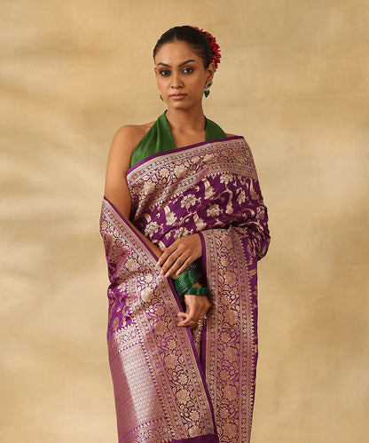 Purple_Handloom_Pure_Katan_Silk_Banarasi_Saree_With_Zari_Jaal_And_Flowers_WeaverStory_02