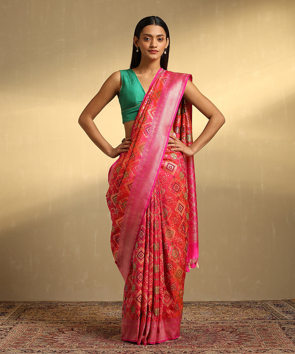 Pink_Handloom_Pure_Katan_Silk_Banarasi_Patola_Saree_With_Meenakari_WeaverStory_01
