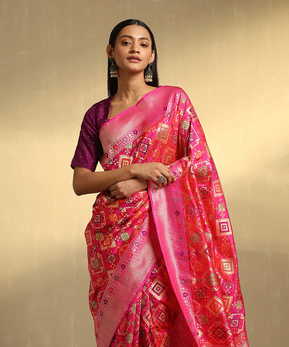 Handloom_Pink_Pure_Katan_Silk_Banarasi_Saree_Patola_Saree_With_Meenakari_WeaverStory_02