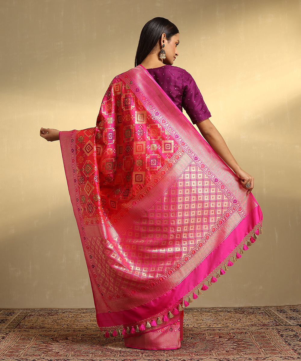 Handloom_Pink_Pure_Katan_Silk_Banarasi_Saree_Patola_Saree_With_Meenakari_WeaverStory_03