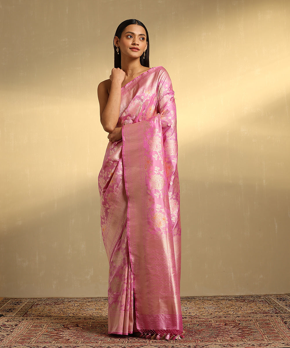 Rose_Pink_Handloom_Pure_Katan_Silk_Banarasi_Saree_With_Floral_Meenakari_Jaal_WeaverStory_01