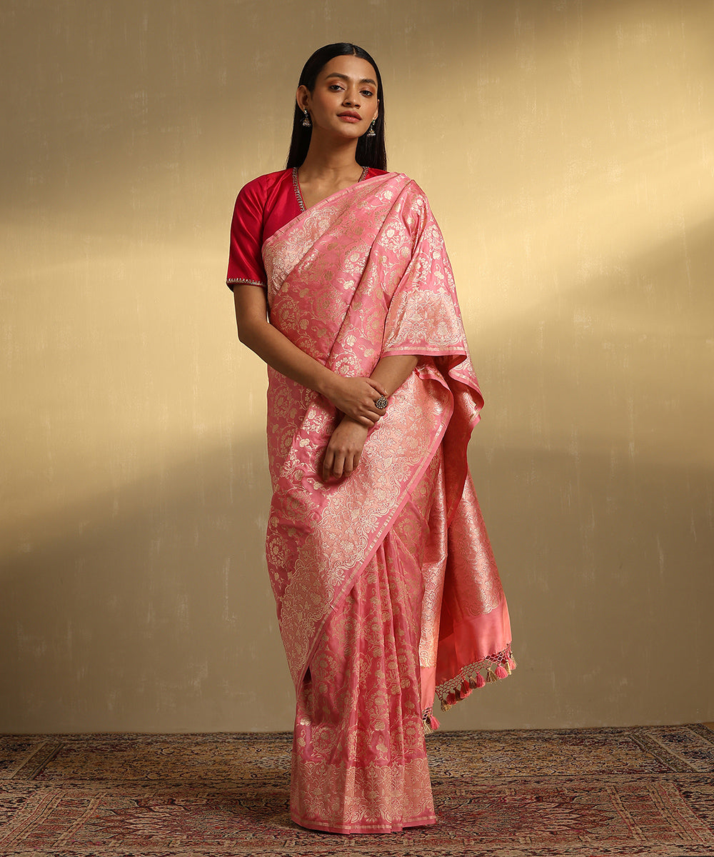 Rose_Pink_Handloom_Pure_Katan_Silk_Jangla_Banarasi_Saree_With_Tissue_Weft_Border_WeaverStory_01