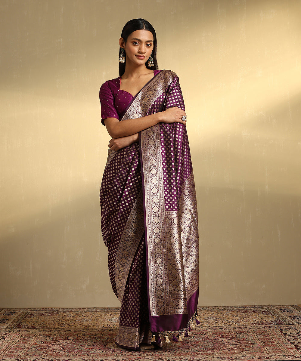 Handloom_Purple_Pure_Katan_Silk_Banarasi_Saree_With_Cutwork_Booti_WeaverStory_01