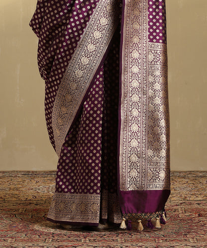 Handloom_Purple_Pure_Katan_Silk_Banarasi_Saree_With_Cutwork_Booti_WeaverStory_04